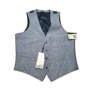 Bar III‎ Slim-Fit Linen Suit Vest Mens Medium Blue Dressy Casual $115 NEW